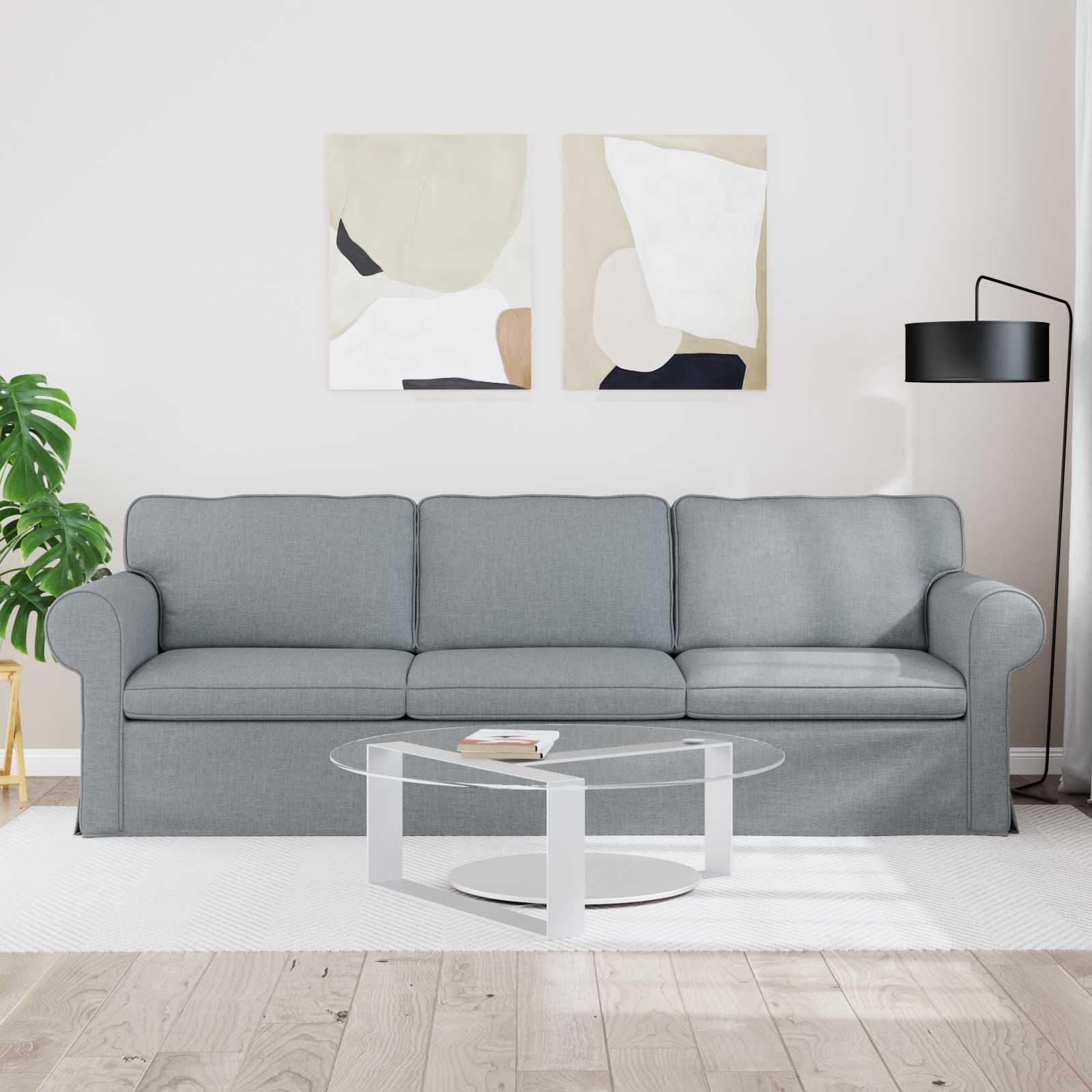 Sofa Hellgrau 245 x 82 x 80 cm Stoff