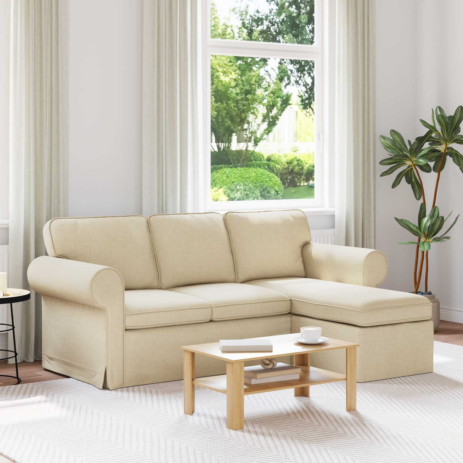 Sofa Creme 195 x 138 x 80 cm Stoff
