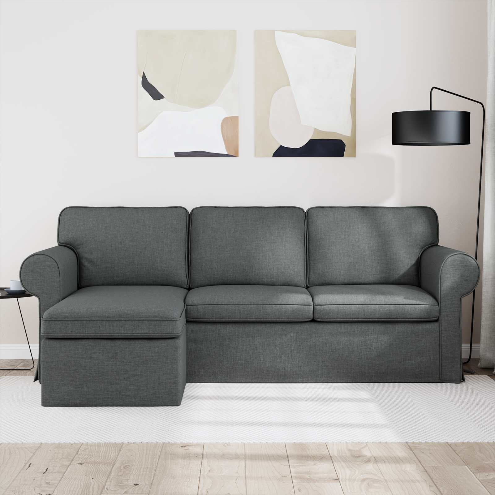 Sofa Dunkelgrau 215 x 138 x 80 cm Stoff