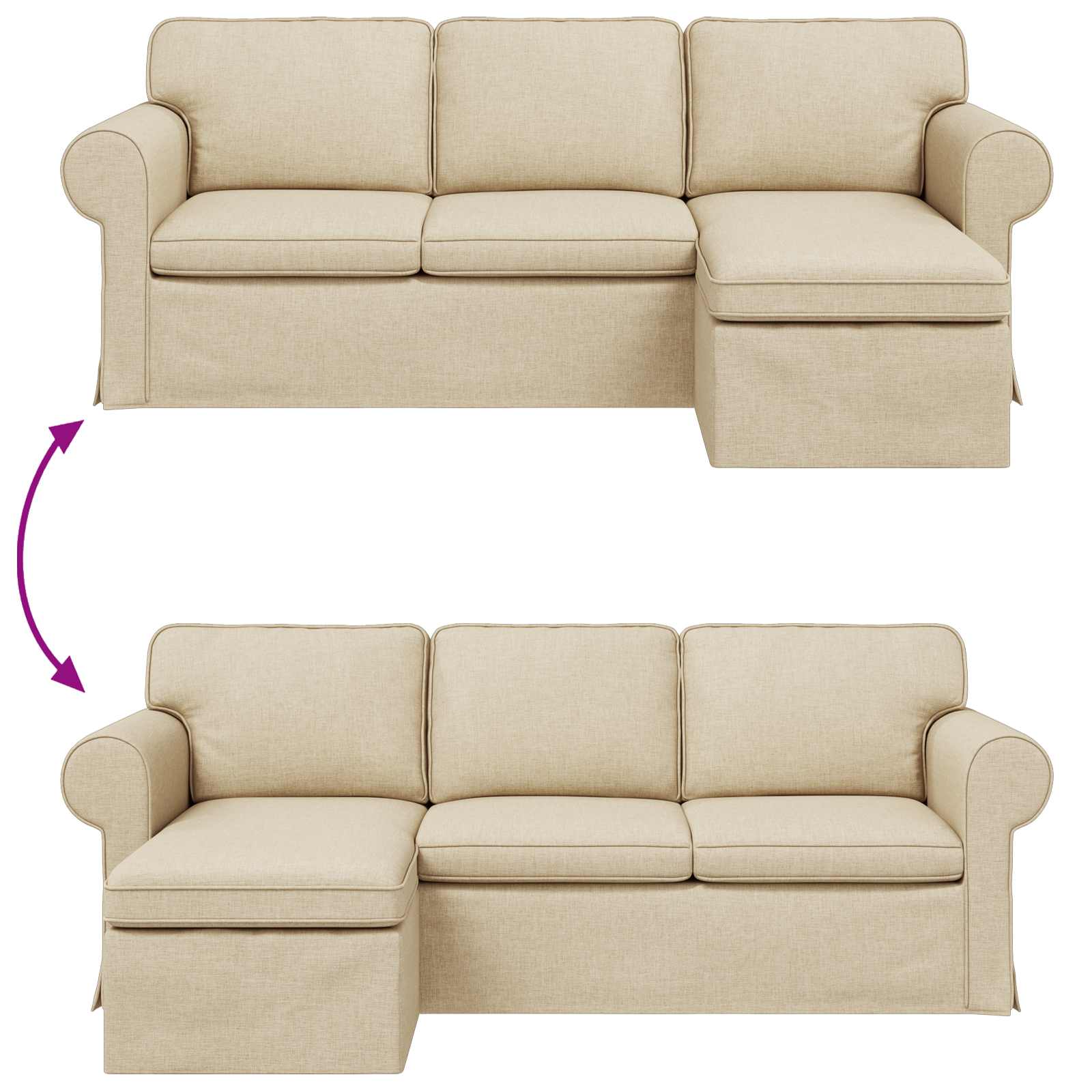 Sofa Creme 215 x 138 x 80 cm Stoff