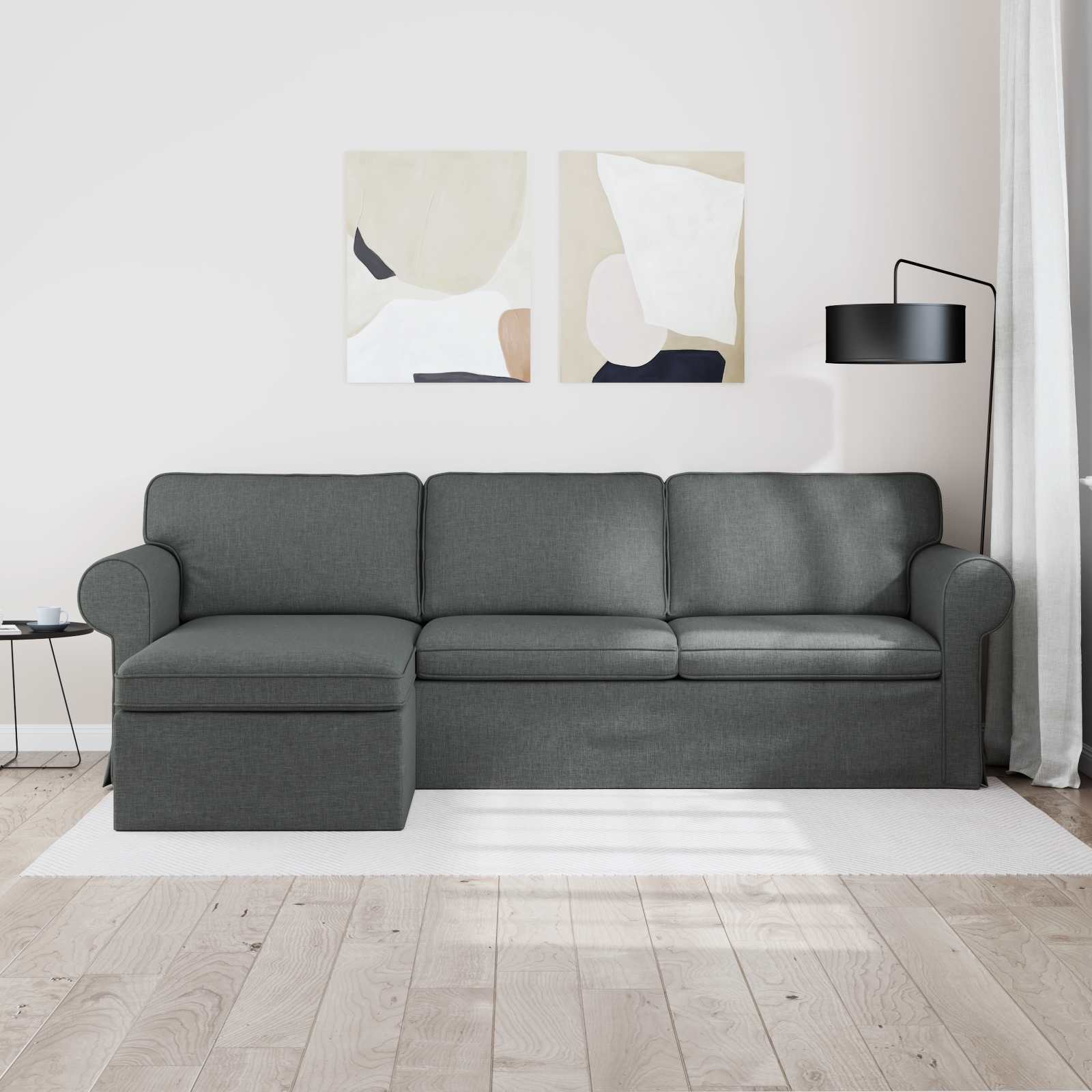 Sofa Dunkelgrau 245 x 138 x 80 cm Stoff