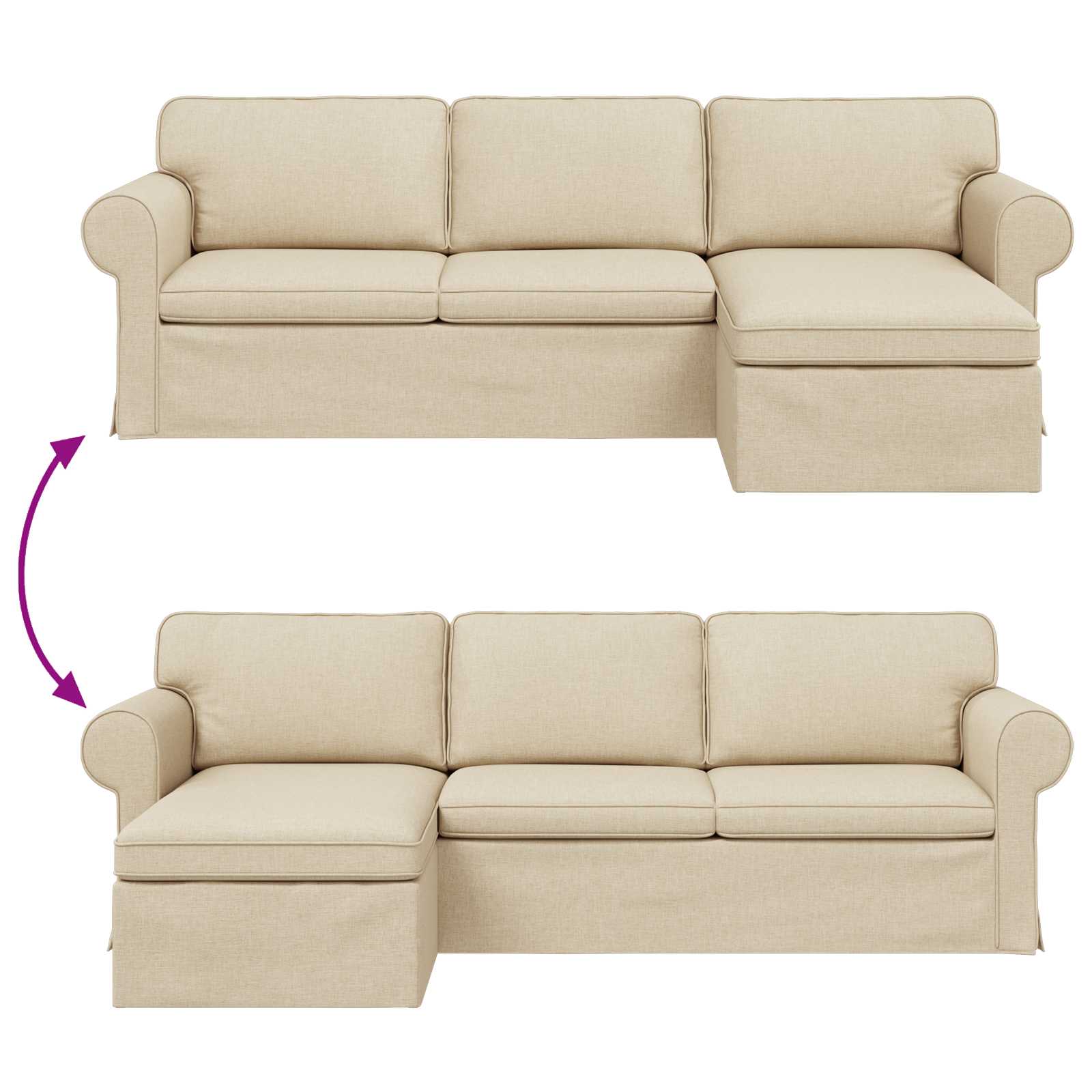 Sofa Creme 245 x 138 x 80 cm Stoff
