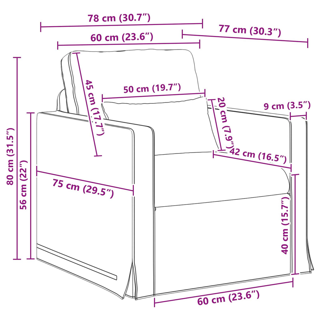 Sofa Hellgrau 78 x 78 x 80 cm Stoff