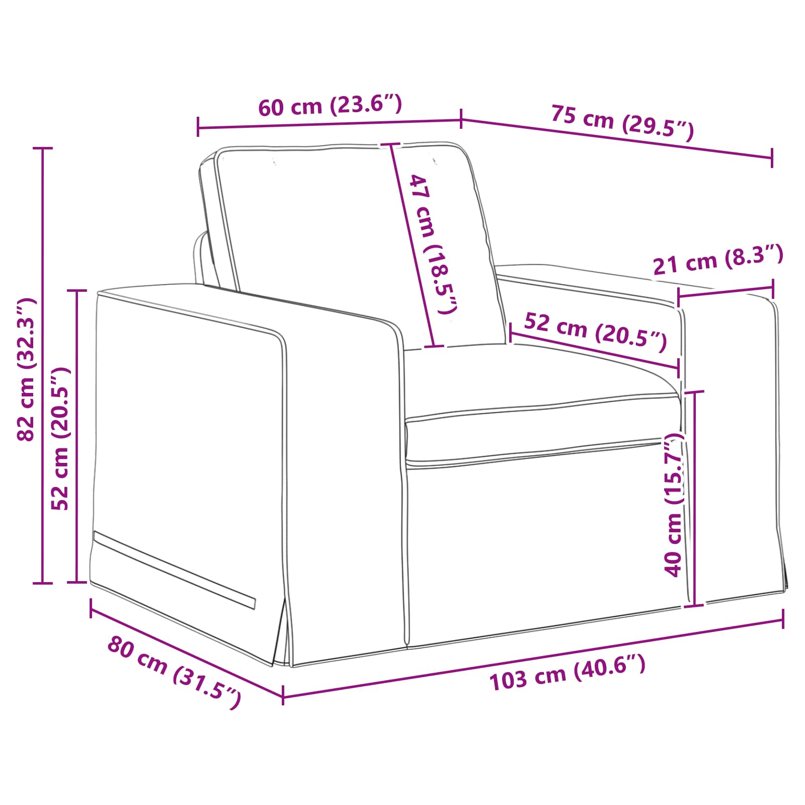 Sofa Blau 103 x 80 x 82 cm Stoff