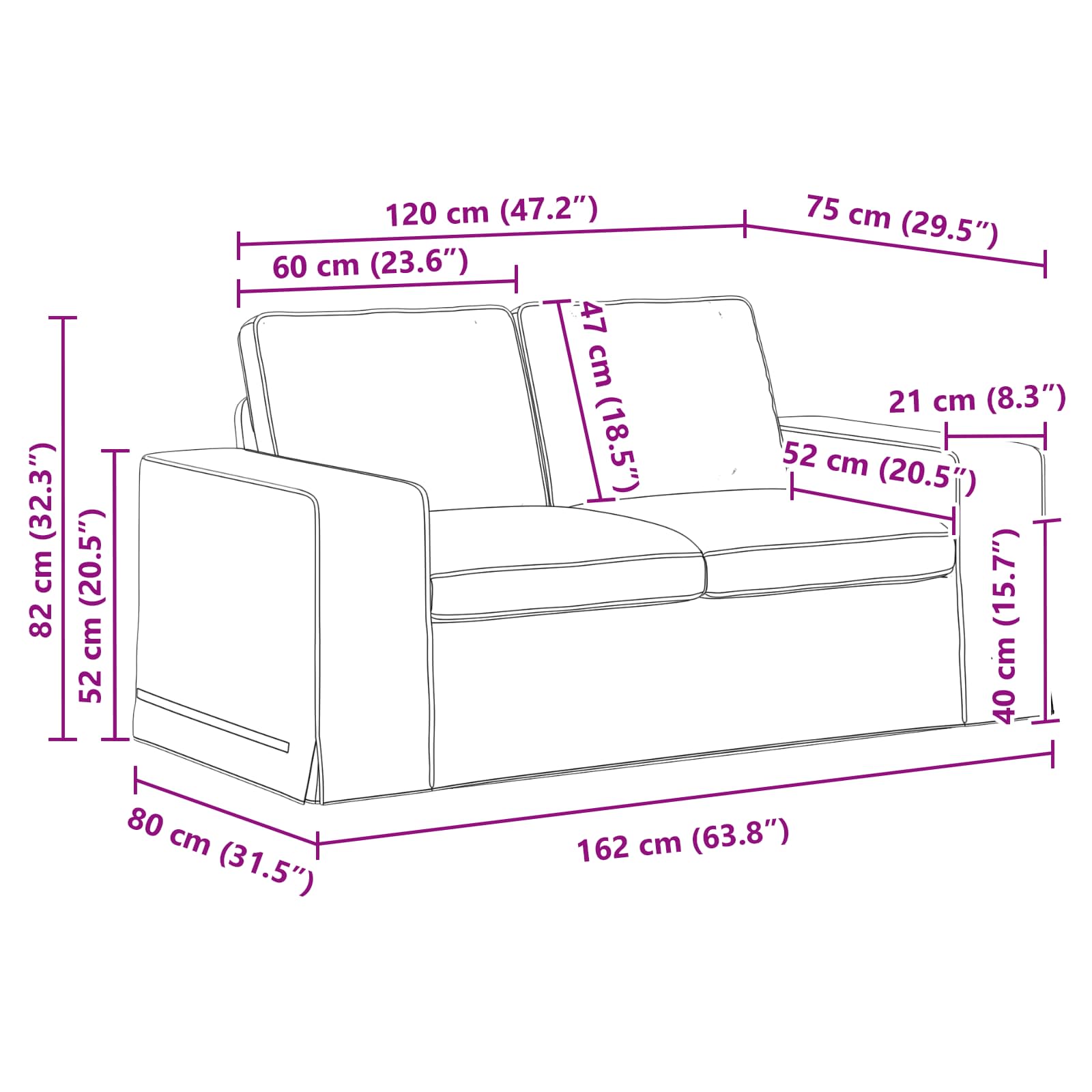 Sofa Taupe 162 x 80 x 82 cm Stoff