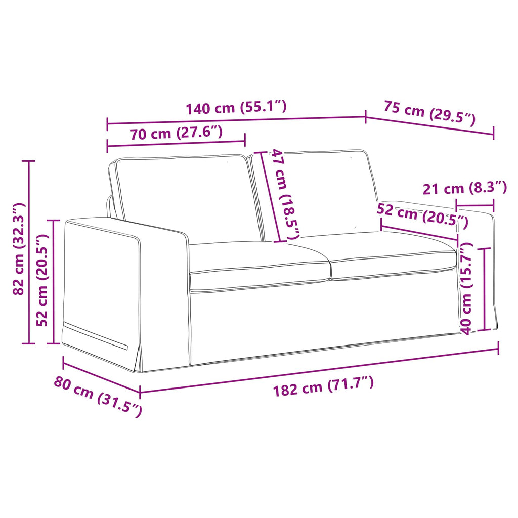Sofa Schwarz 182 x 80 x 82 cm Stoff