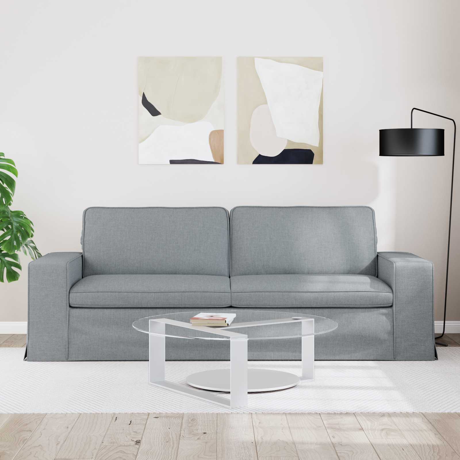 Sofa Hellgrau 222 x 80 x 82 cm Stoff