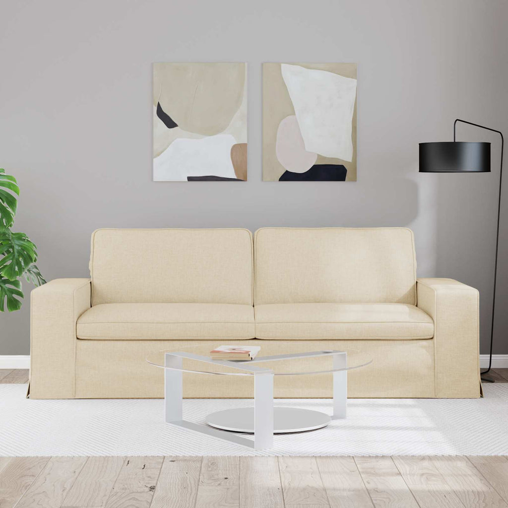 Sofa Creme 222 x 80 x 82 cm Stoff