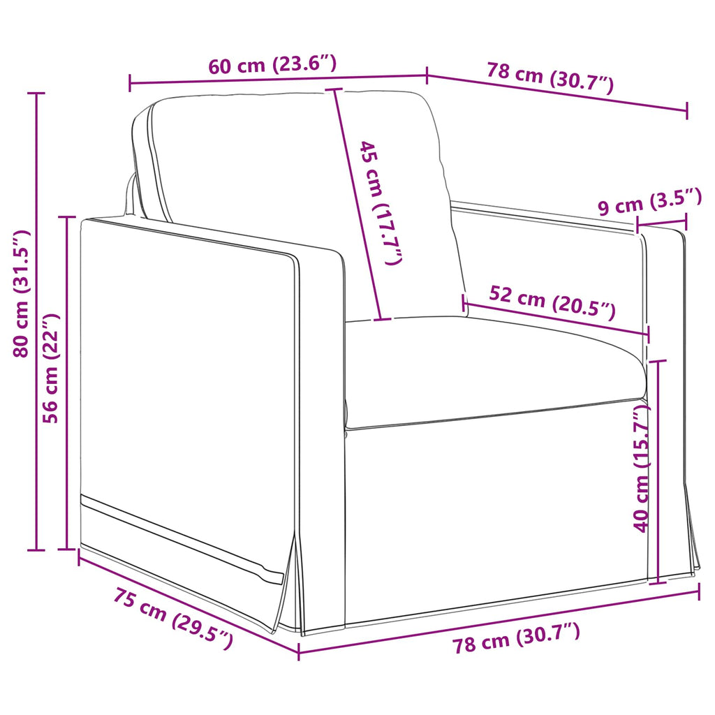 Sofa Hellgrün 78 x 78 x 80 cm Samt