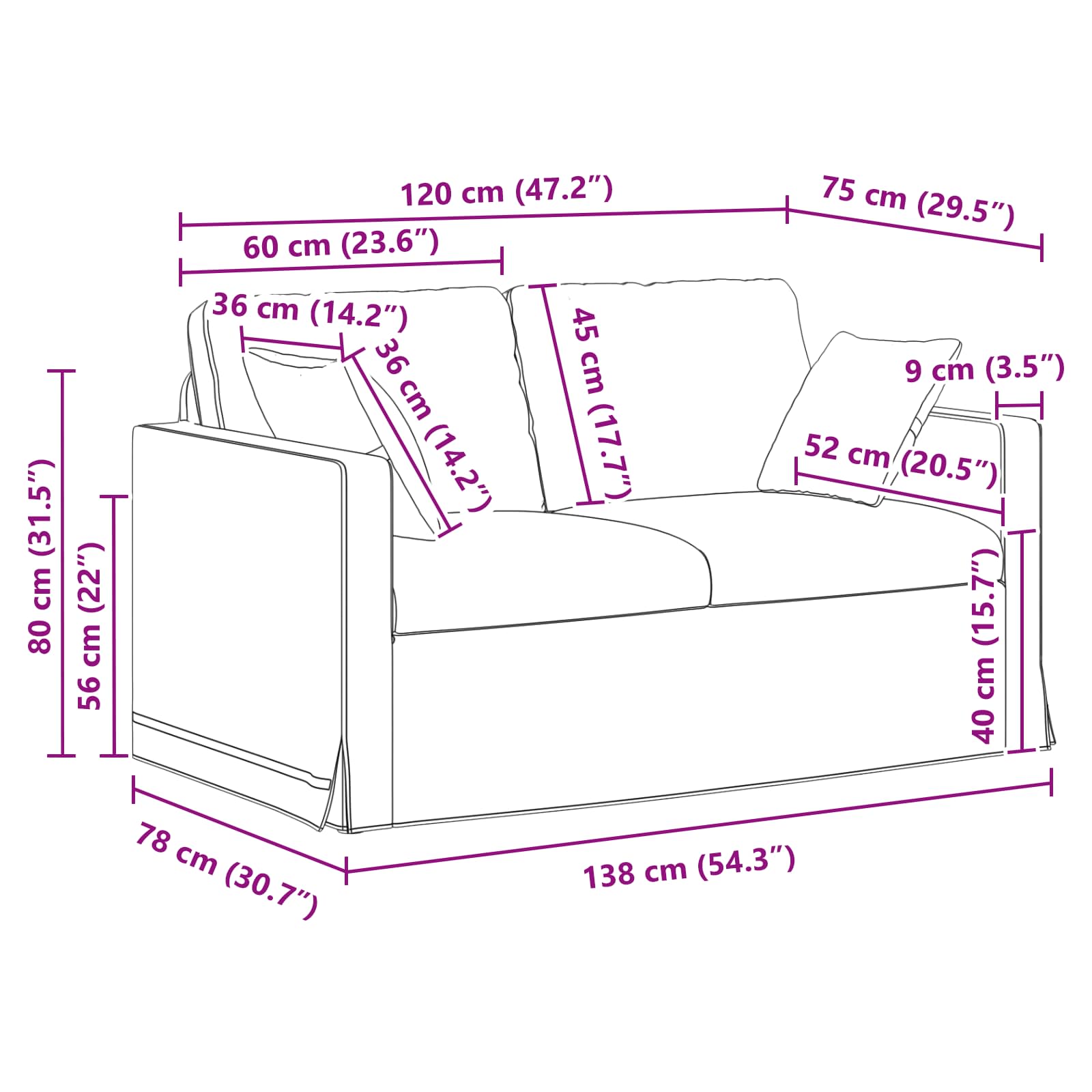 Sofa Hellgrün 138 x 78 x 80 cm Samt