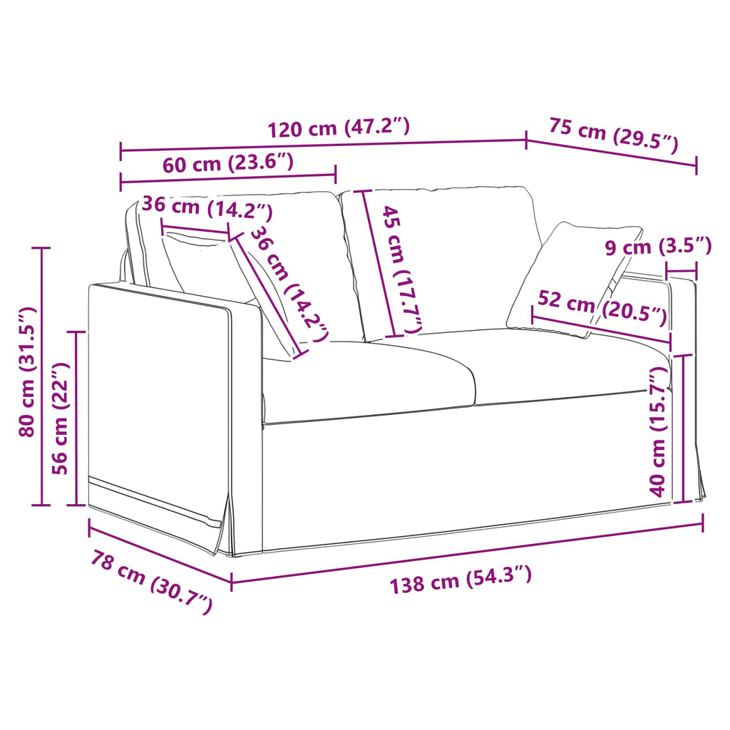 Sofa Weinrot 138 x 78 x 80 cm Samt