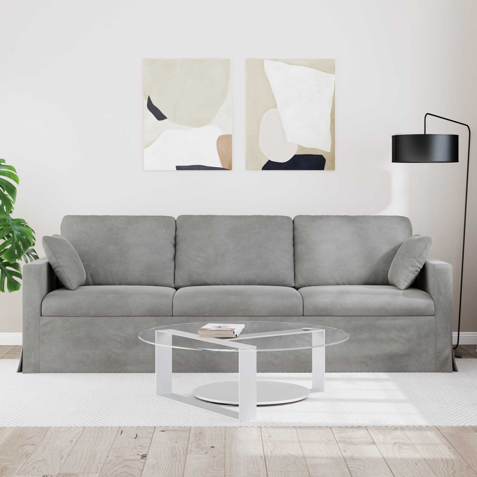 Sofa Hellgrau 228 x 78 x 80 cm Samt