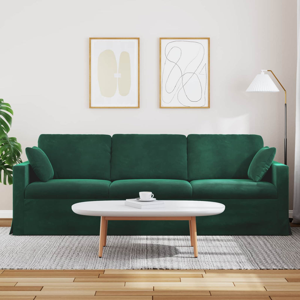 Sofa Dunkelgrün 228 x 78 x 80 cm Samt