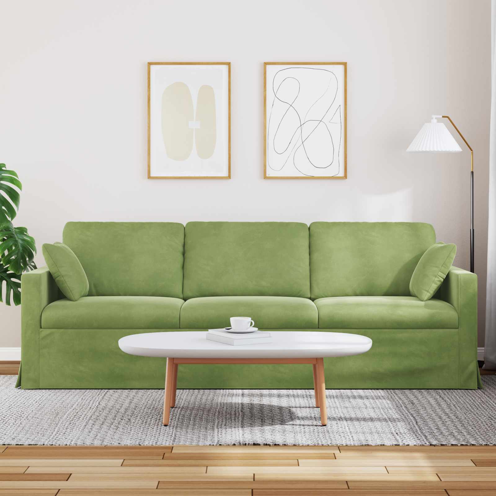 Sofa Hellgrün 228 x 78 x 80 cm Samt