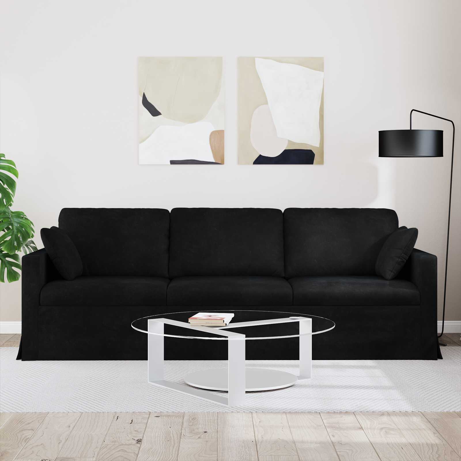Sofa Schwarz 228 x 78 x 80 cm Samt