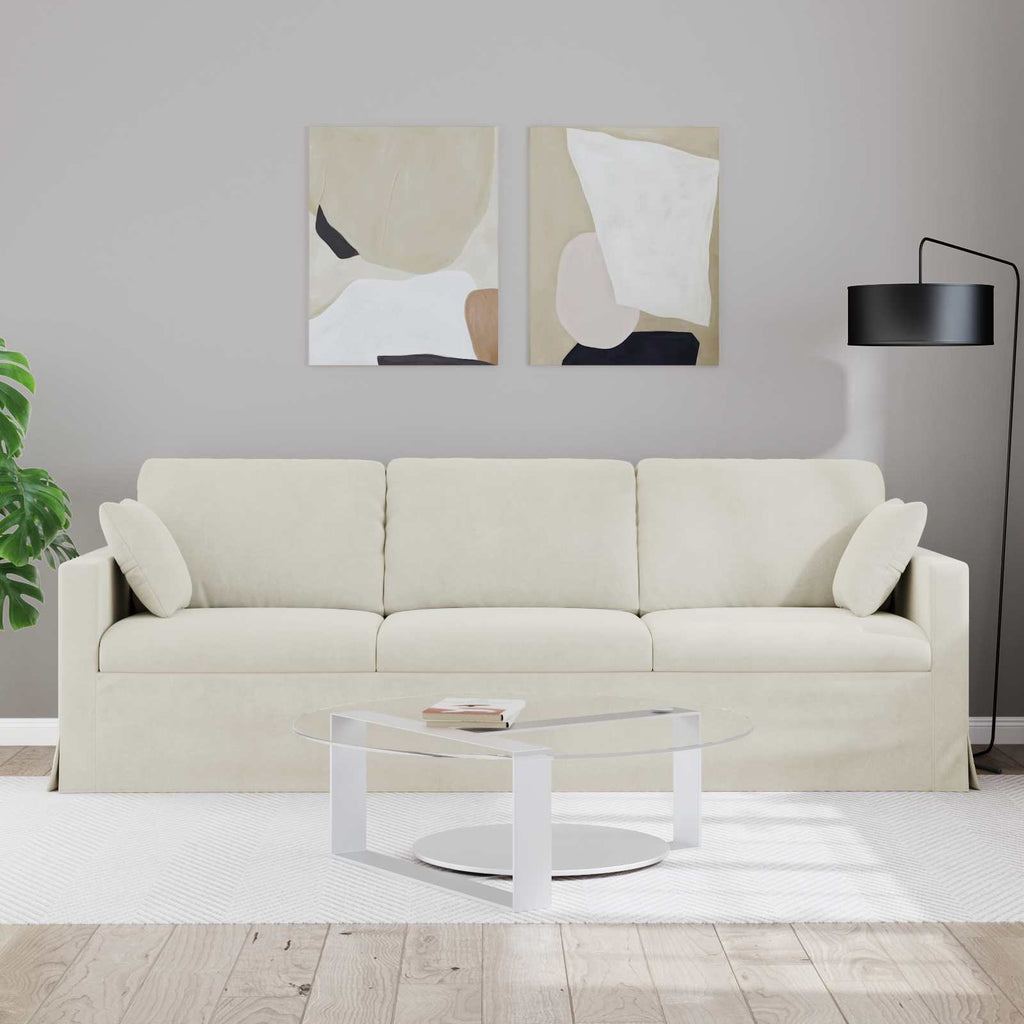 Sofa Creme 228 x 78 x 80 cm Samt