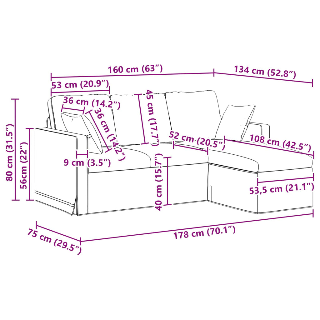 Sofa Weinrot 178 x 134 x 80 cm Samt