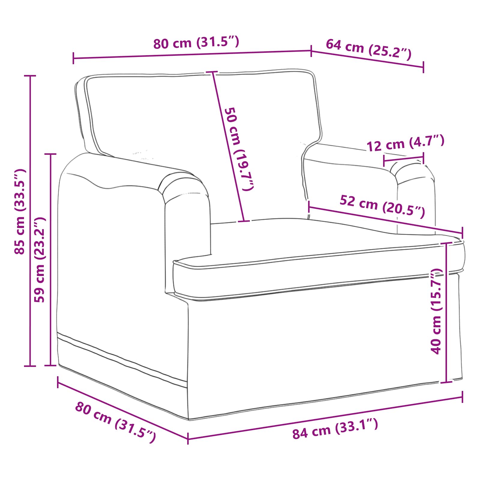 Sofa Hellgrau 84 x 80 x 85 cm Stoff