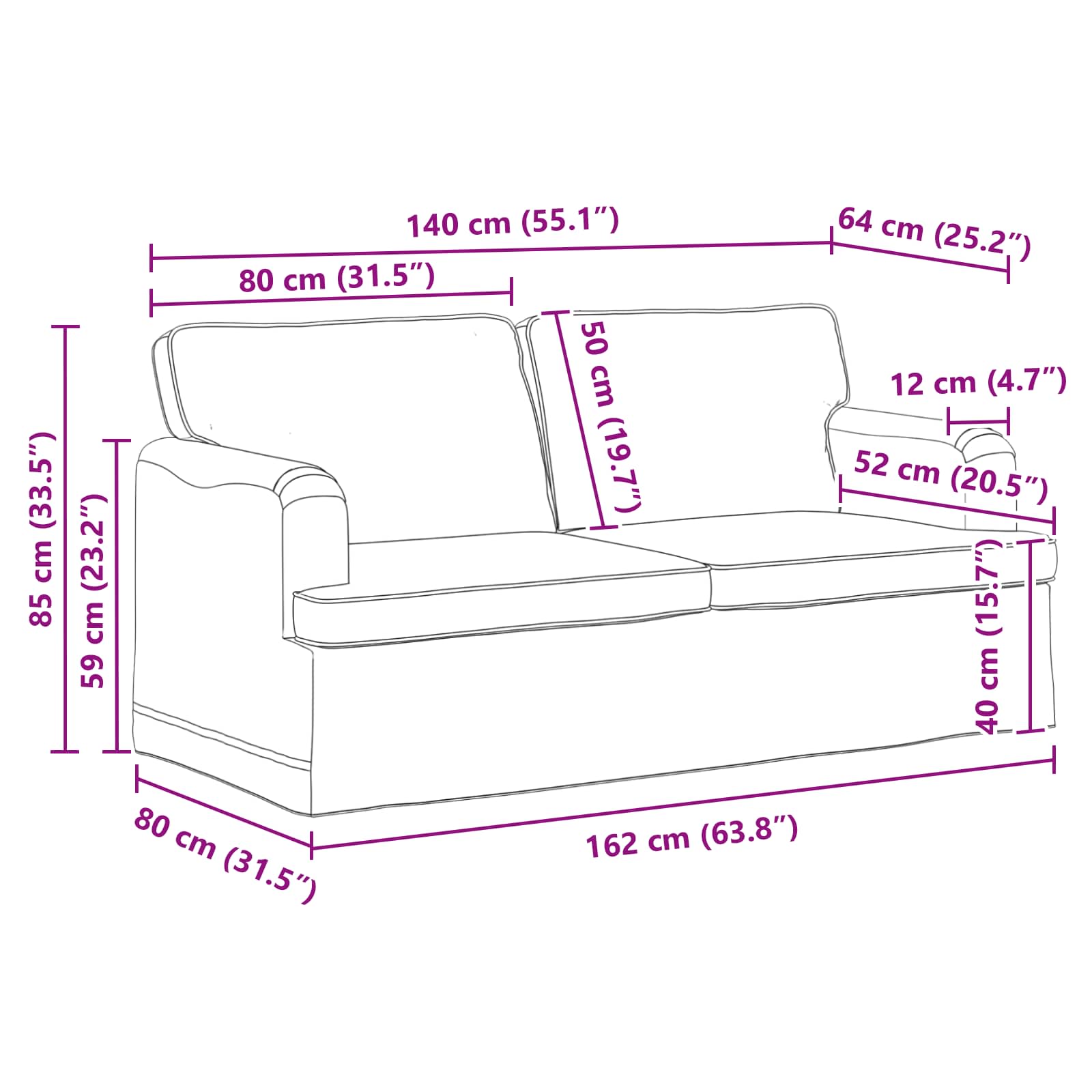 Sofa Blau 162 x 80 x 85 cm Stoff