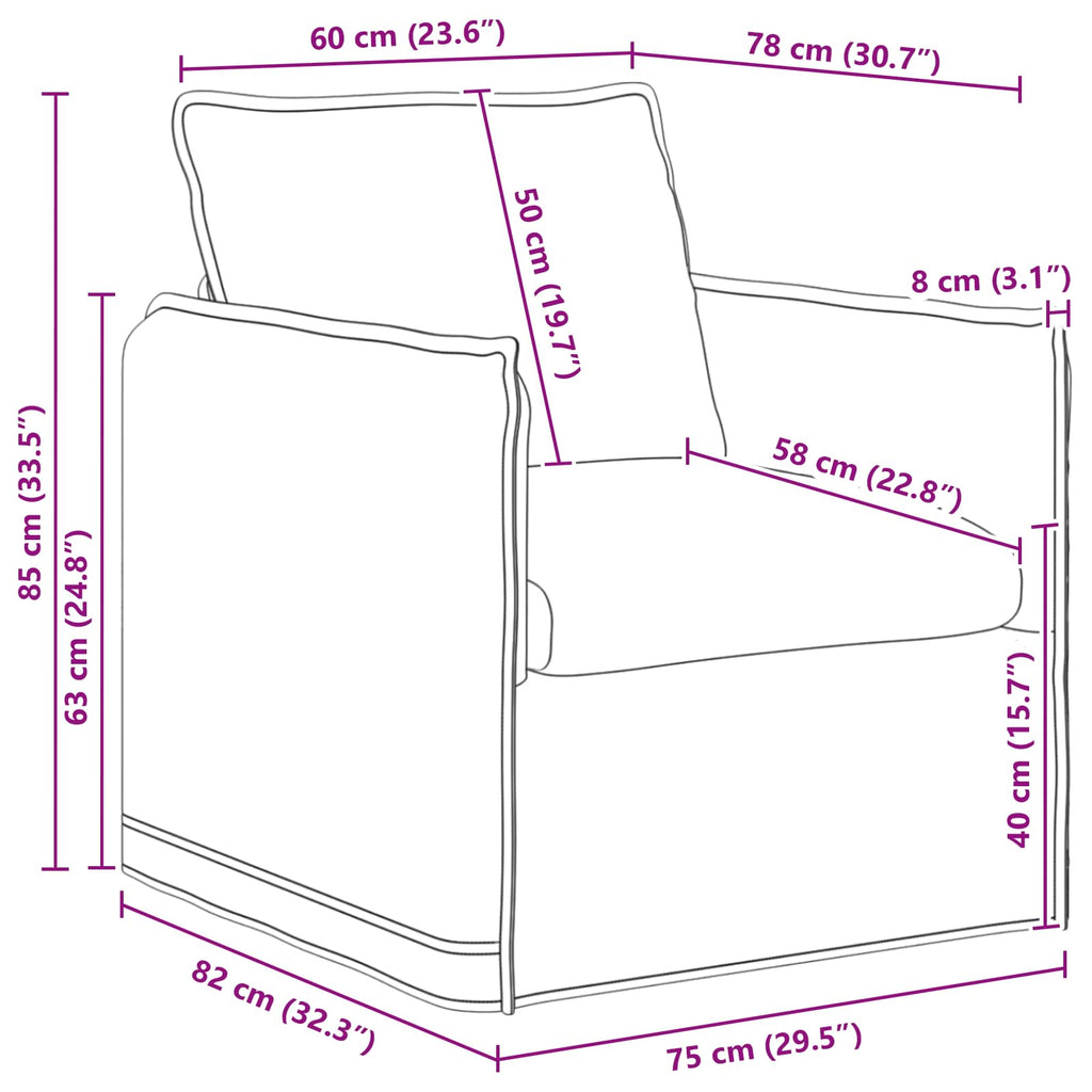Sofa Hellgrau 75 x 82 x 85 cm Stoff