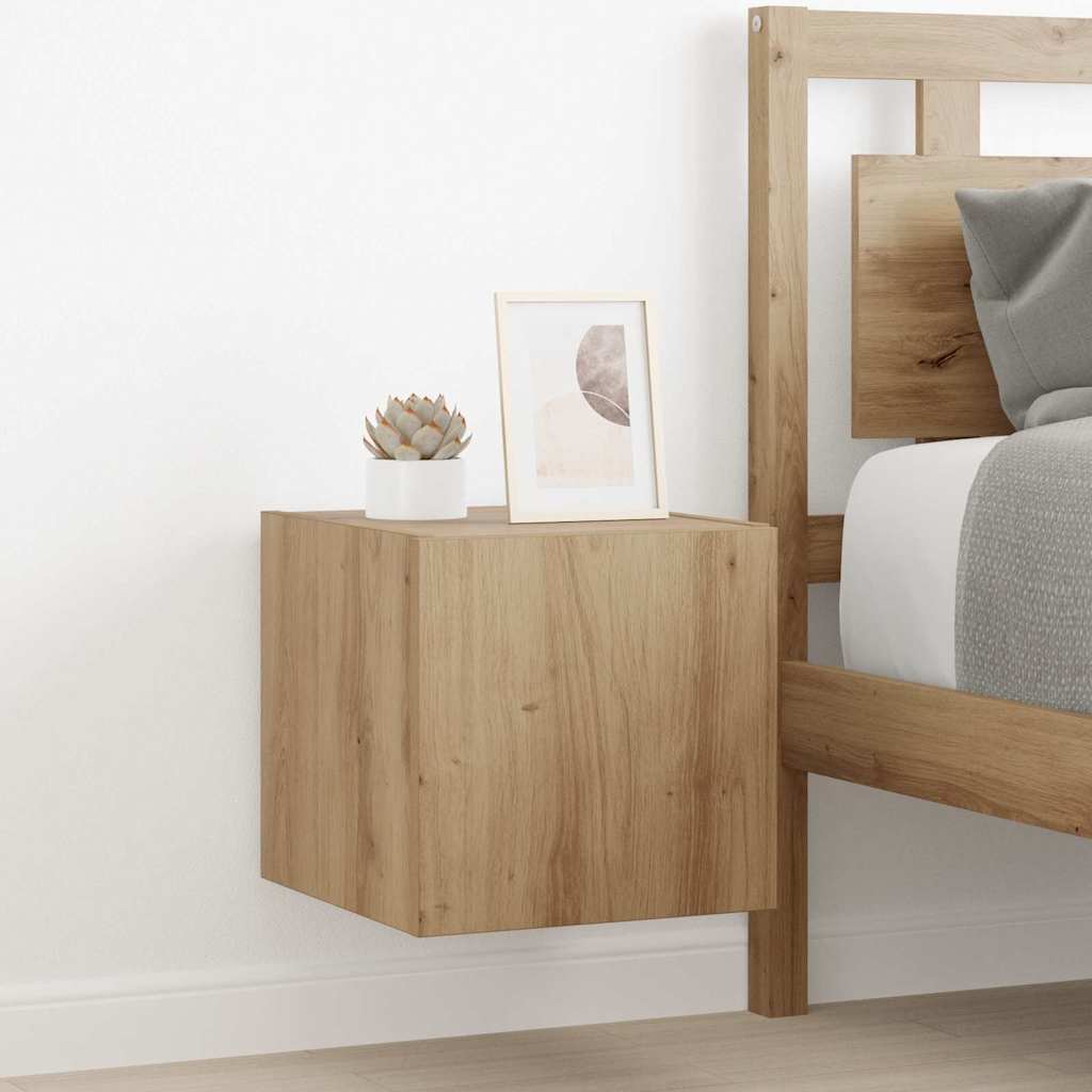 TV-Wandschrank mit LED Kunsthandwerk Eiche 30,5 x 35 x 30 cm