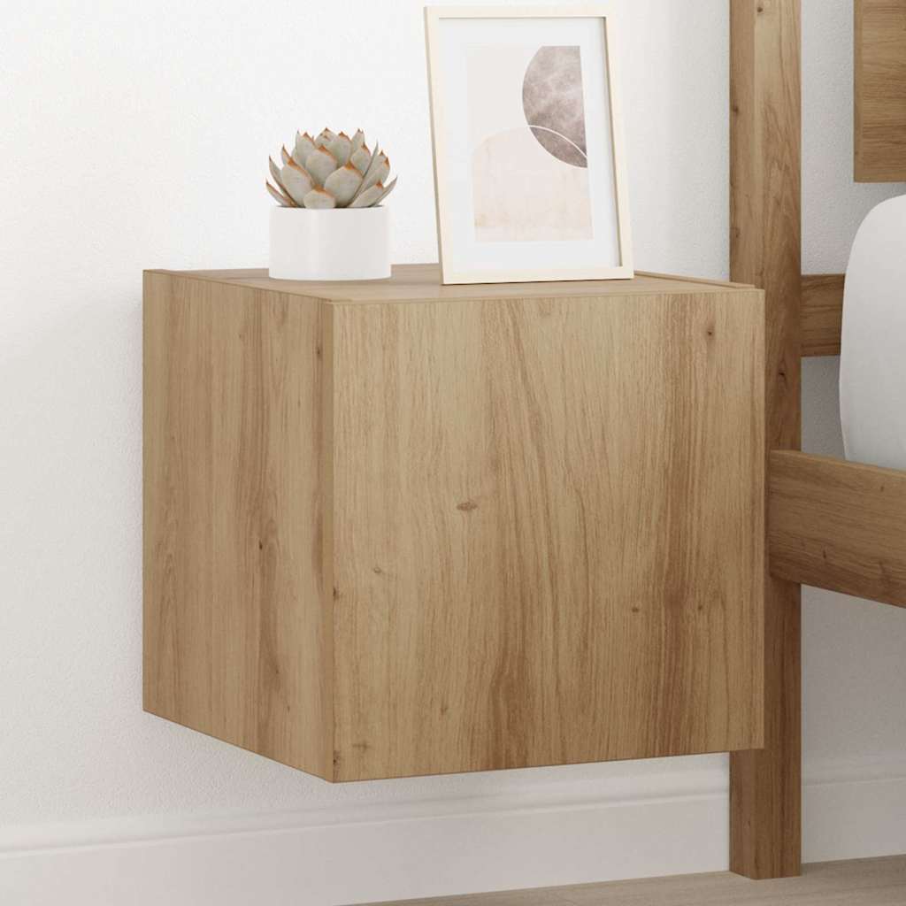 TV-Wandschrank mit LED Kunsthandwerk Eiche 30,5 x 35 x 30 cm
