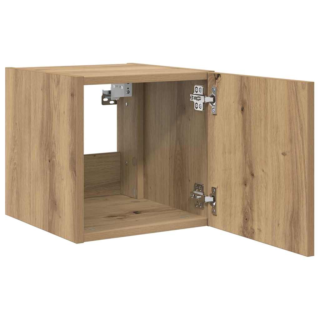 TV-Wandschrank mit LED Kunsthandwerk Eiche 30,5 x 35 x 30 cm
