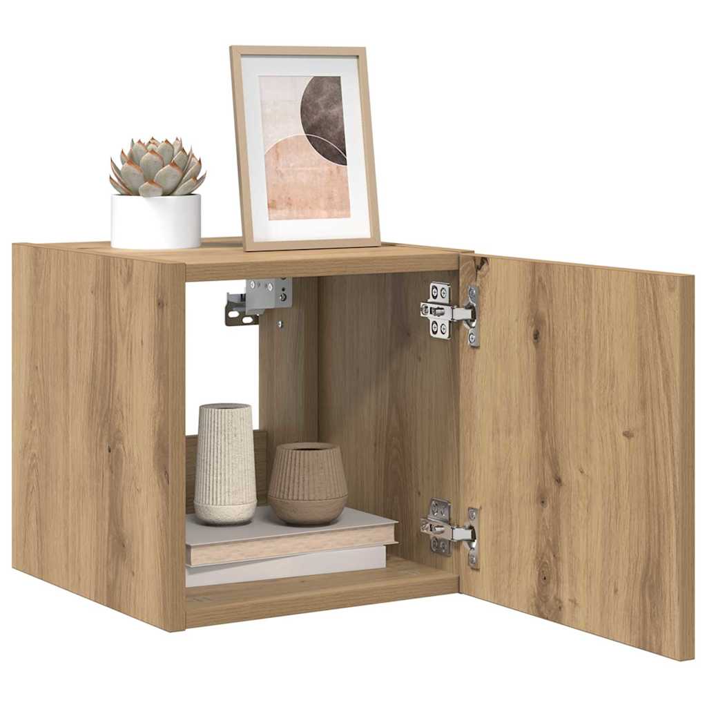 TV-Wandschrank mit LED Kunsthandwerk Eiche 30,5 x 35 x 30 cm