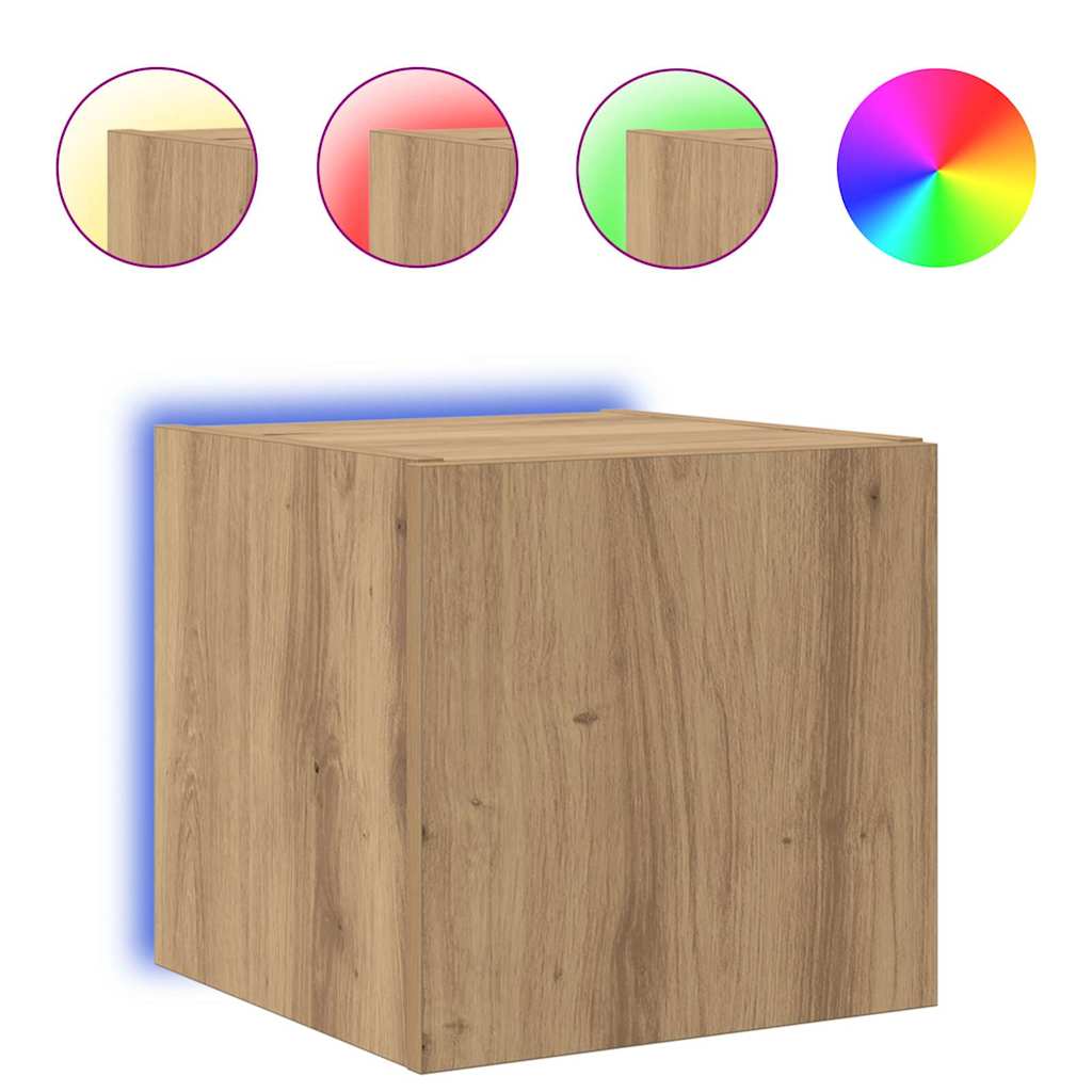 TV-Wandschrank mit LED Kunsthandwerk Eiche 30,5 x 35 x 30 cm