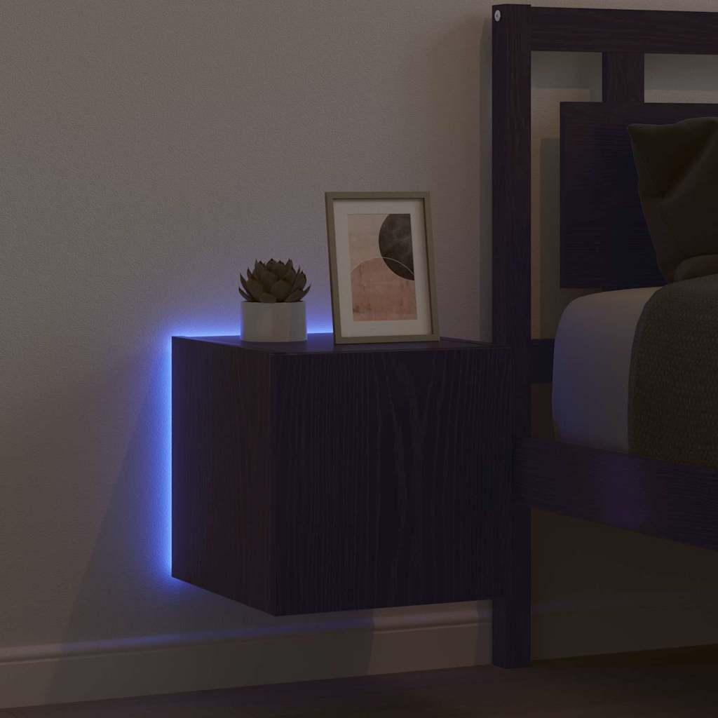 TV-Wandschrank mit LED Schwarz Eichen-Optik 30,5 x 35 x 30 cm