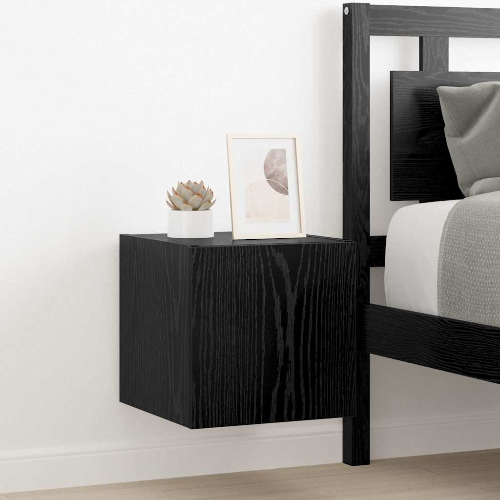 TV-Wandschrank mit LED Schwarz Eichen-Optik 30,5 x 35 x 30 cm