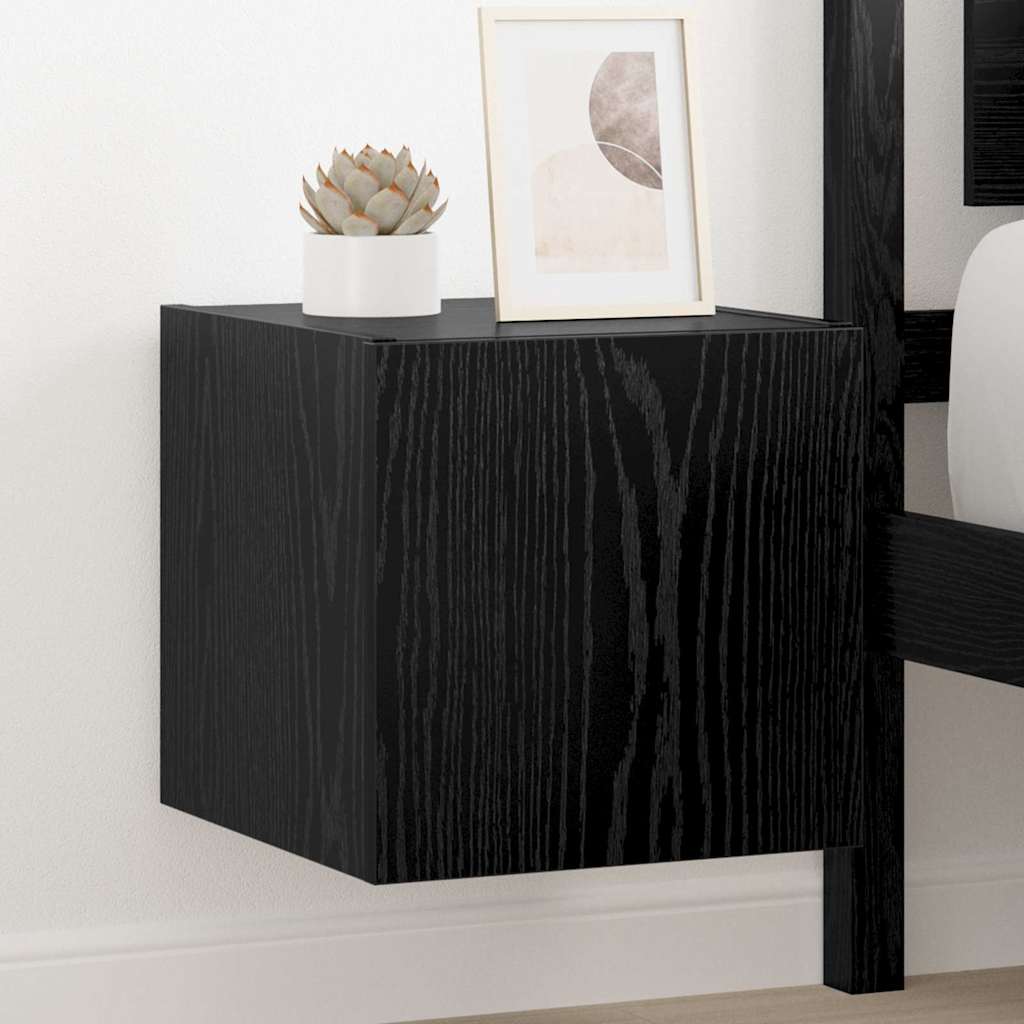 TV-Wandschrank mit LED Schwarz Eichen-Optik 30,5 x 35 x 30 cm