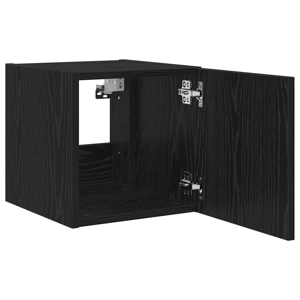 TV-Wandschrank mit LED Schwarz Eichen-Optik 30,5 x 35 x 30 cm