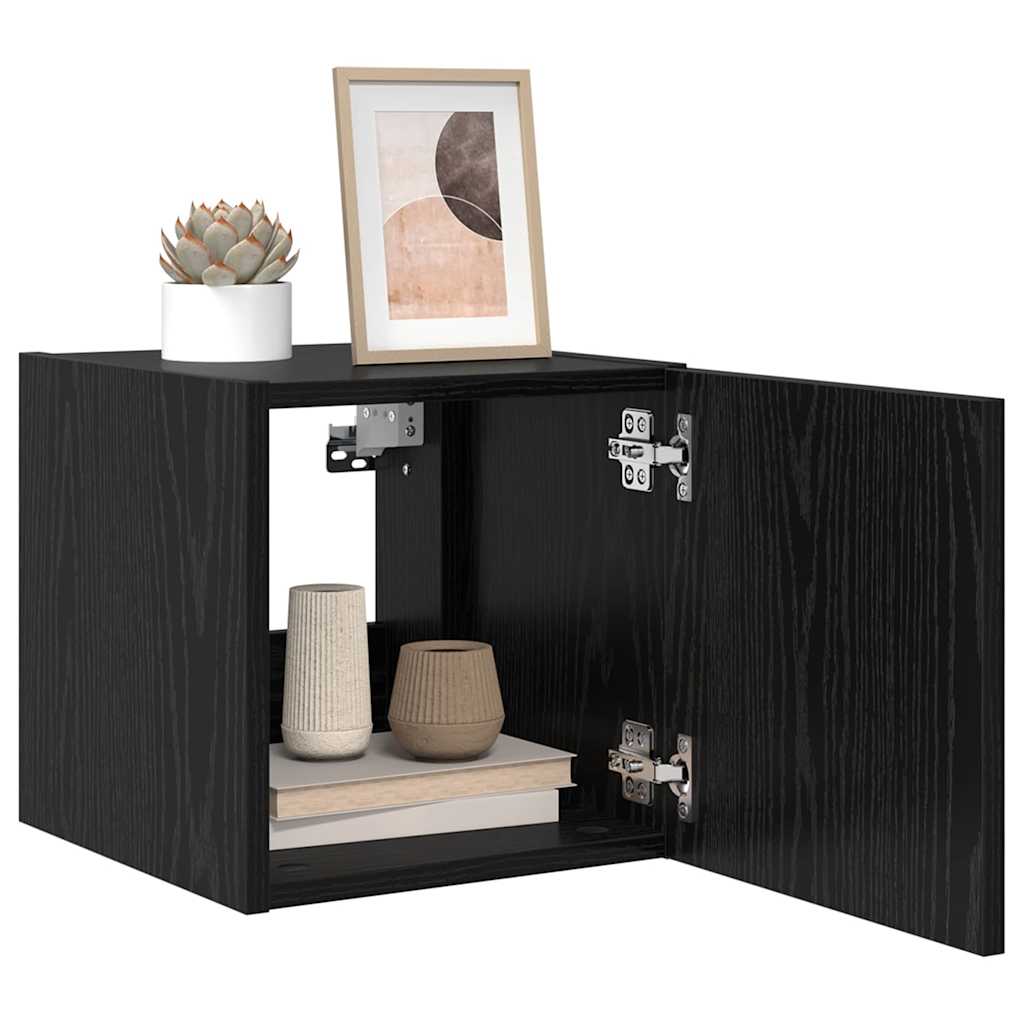 TV-Wandschrank mit LED Schwarz Eichen-Optik 30,5 x 35 x 30 cm