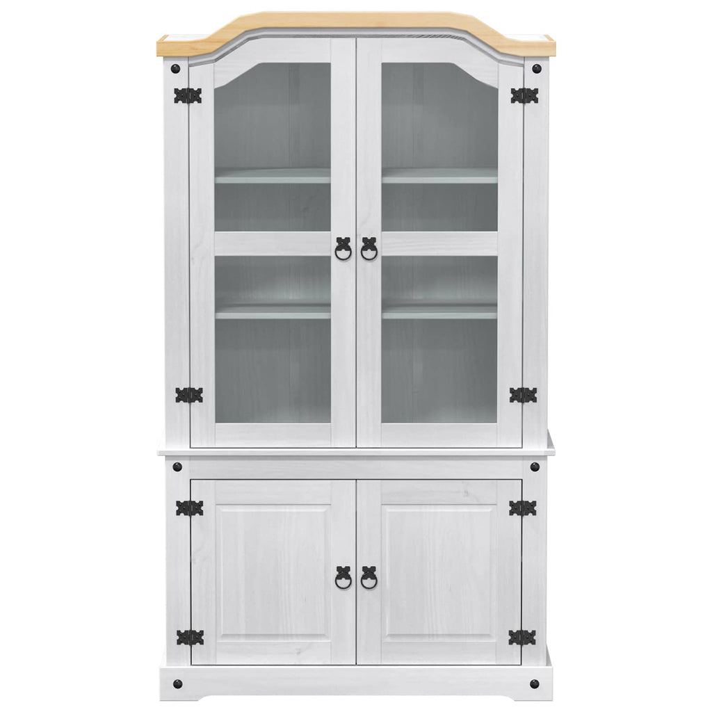 Vitrine Weiß 103,5 x 42 x 180 cm Massives Kiefernholz
