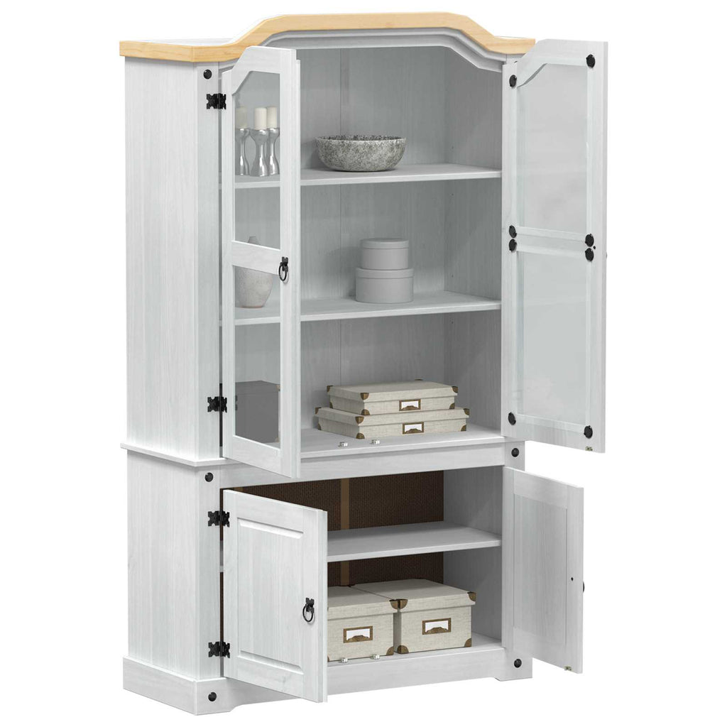Vitrine Weiß 103,5 x 42 x 180 cm Massives Kiefernholz