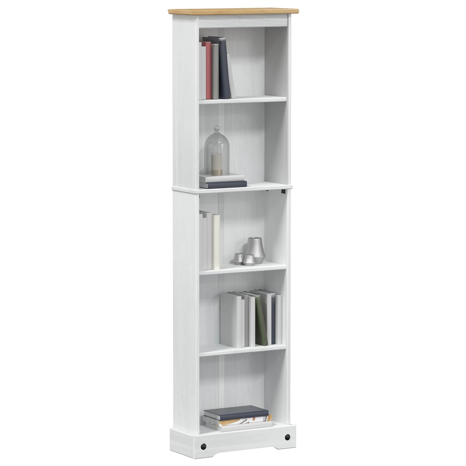 Bücherregal Weiß 46 x 20 x 170 cm Massives Kiefernholz