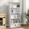 CD-Regal Weiß 52 x 17.5 x 103 cm Massives Kiefernholz