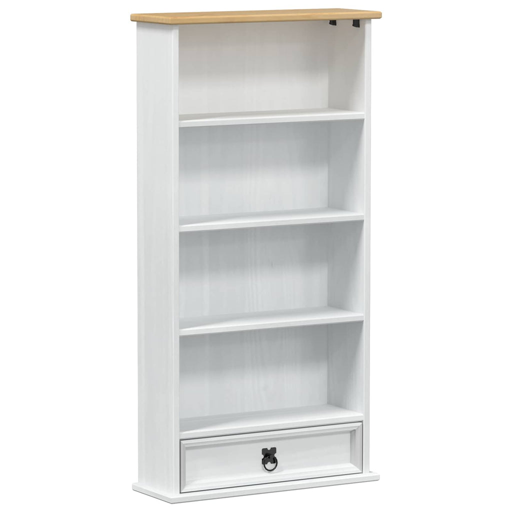 CD-Regal Weiß 52 x 17.5 x 103 cm Massives Kiefernholz