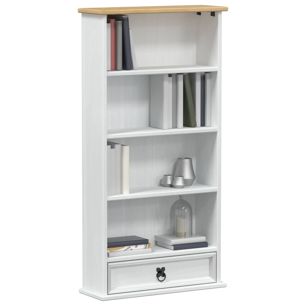 CD-Regal Weiß 52 x 17.5 x 103 cm Massives Kiefernholz