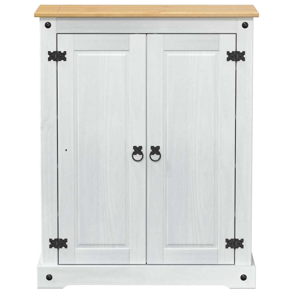 Schuhschrank Weiß 86 x 38,5 x 108 cm Massives Kiefernholz