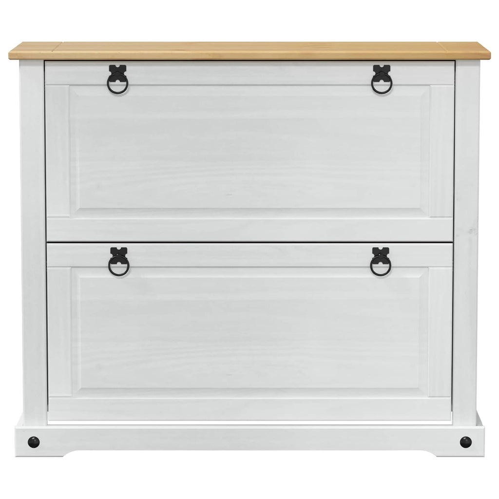 Schuhschrank Corona Weiß 99 x 32 x 85 cm Massives Kiefernholz