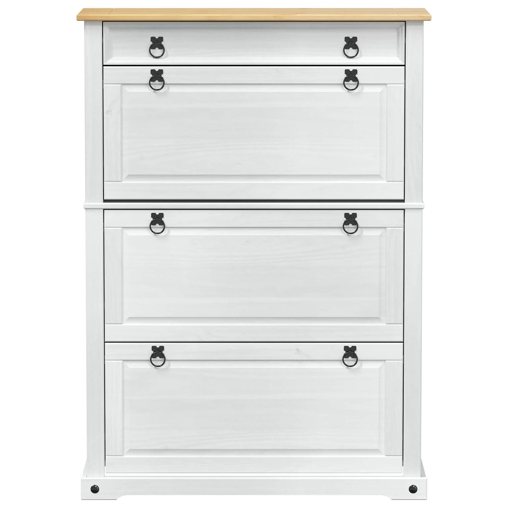 Schuhschrank Corona Weiß 99 x 32 x 138 cm Massives Kiefernholz