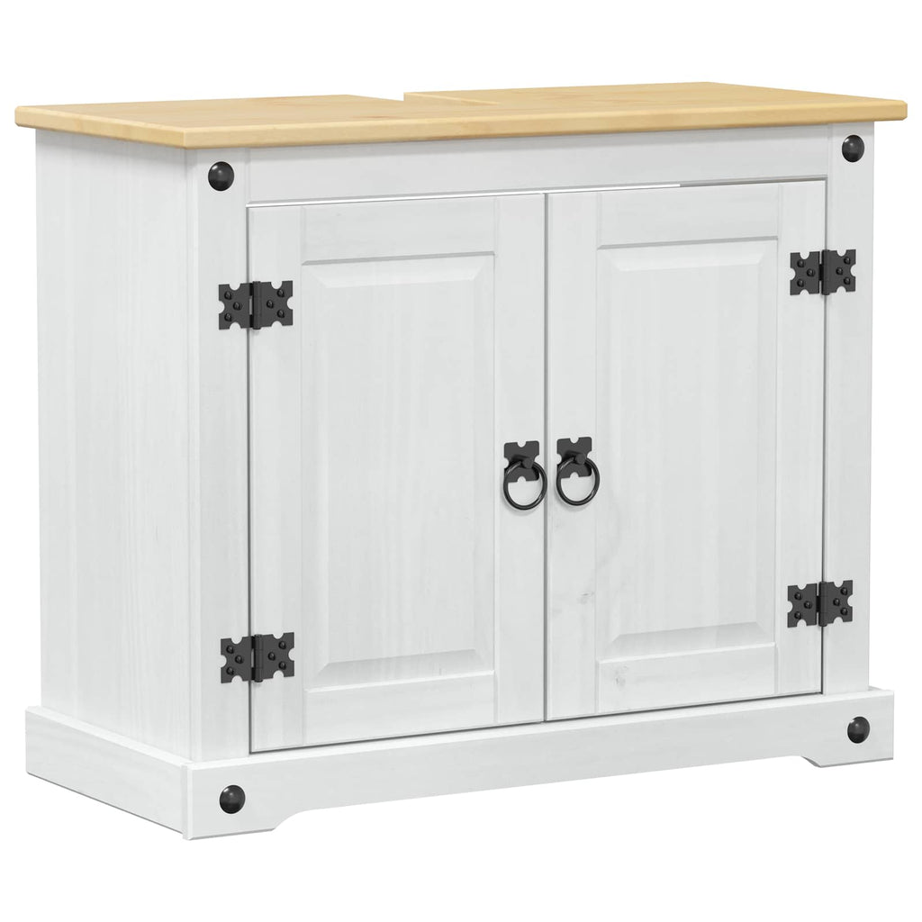 Waschbeckenunterschrank mit Regal mit Tür Weiß 73 x 33 x 60 cm