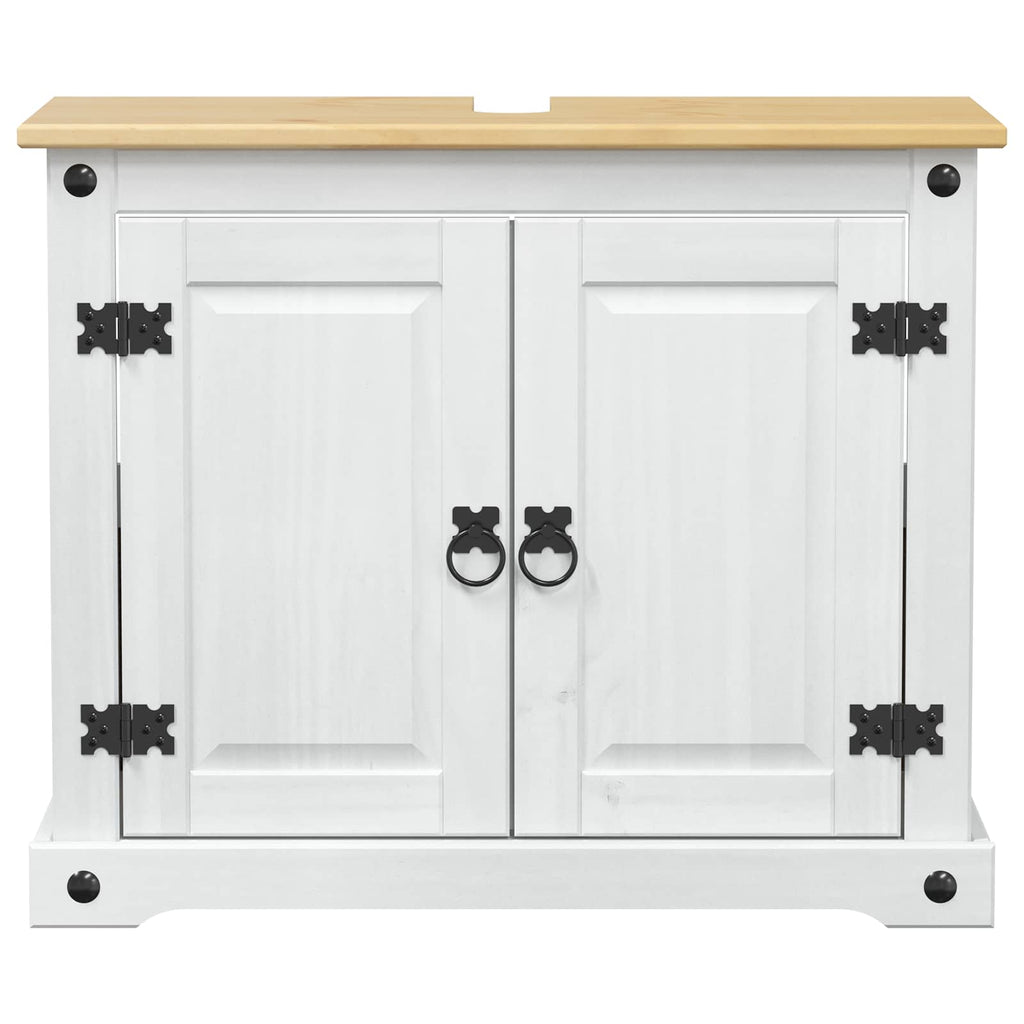 Waschbeckenunterschrank mit Regal mit Tür Weiß 73 x 33 x 60 cm