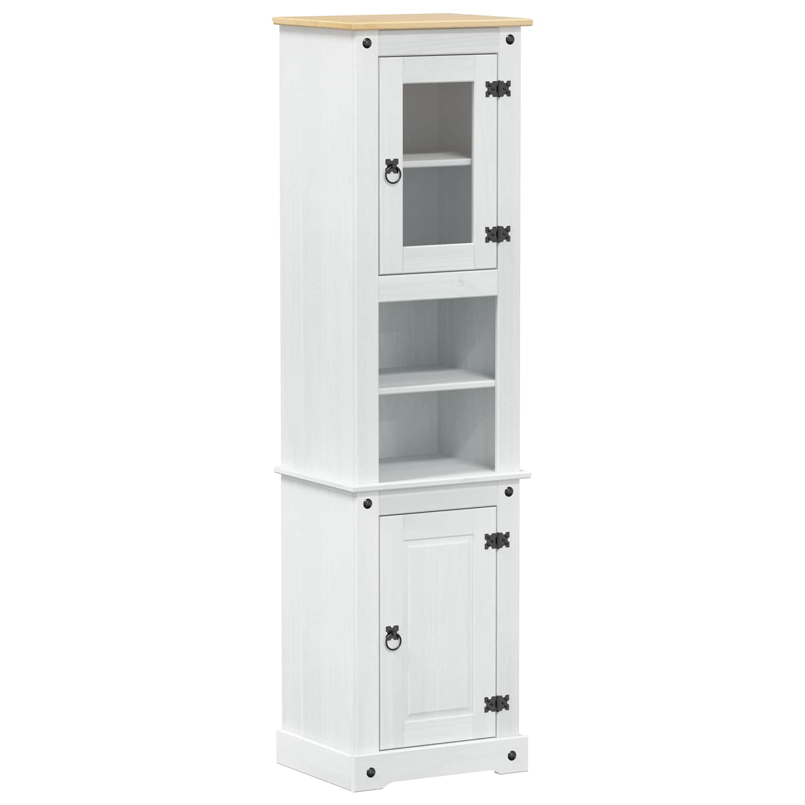 Badezimmerschrank Weiß 50 x 40 x 185 cm Massives Kiefernholz