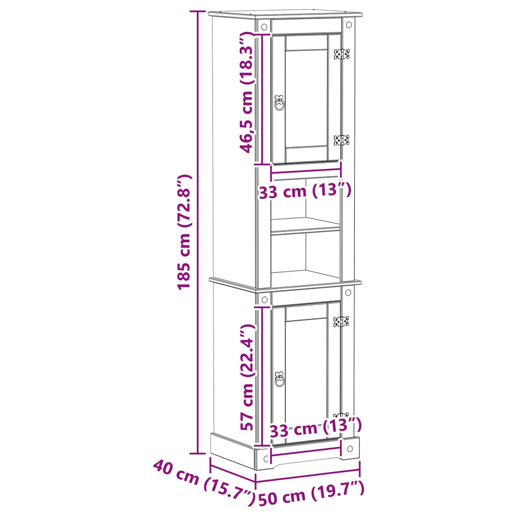 Badezimmerschrank Weiß 50 x 40 x 185 cm Massives Kiefernholz
