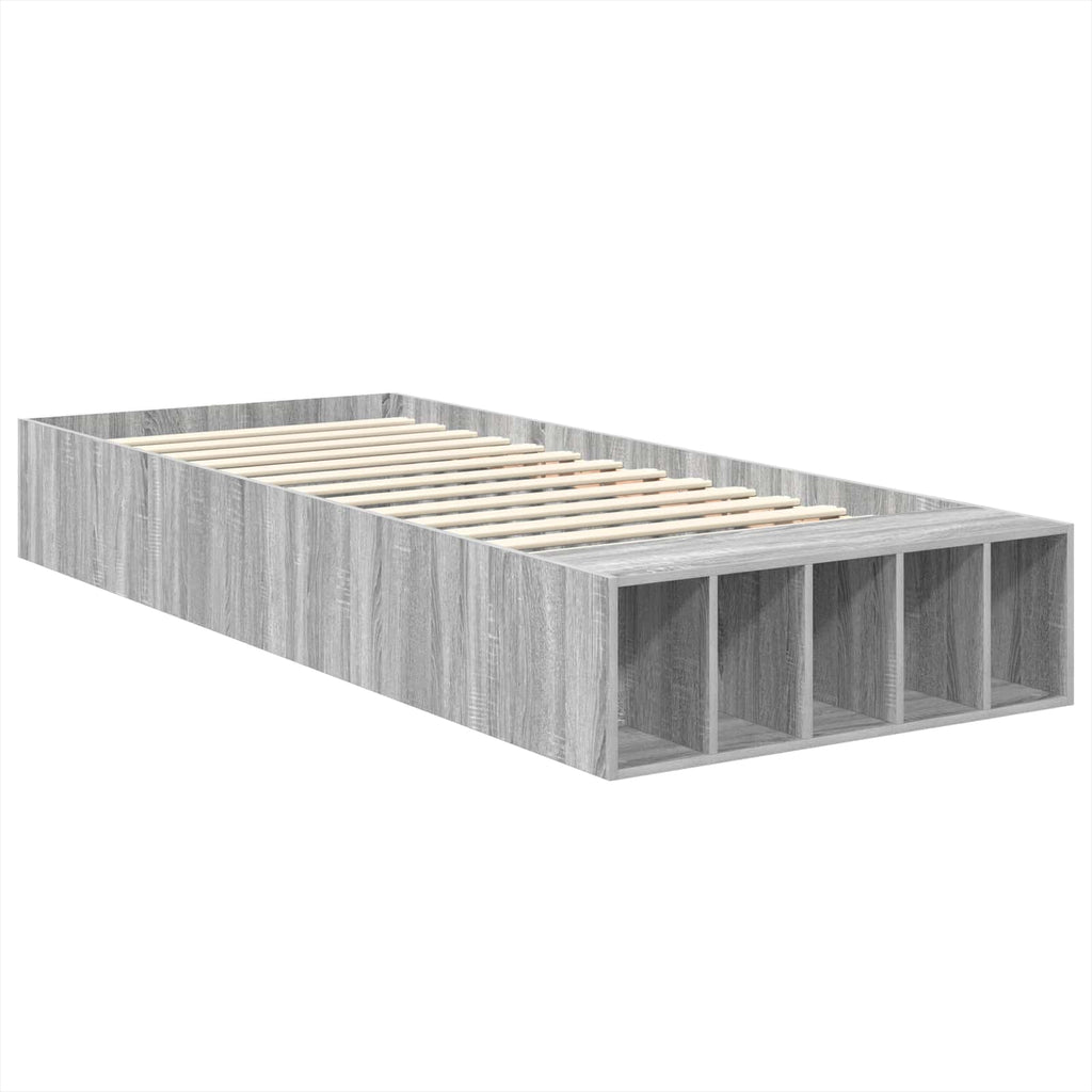Bettrahmen mit Regal Graues Sonoma 90 x 190 cm Holzwerkstoff