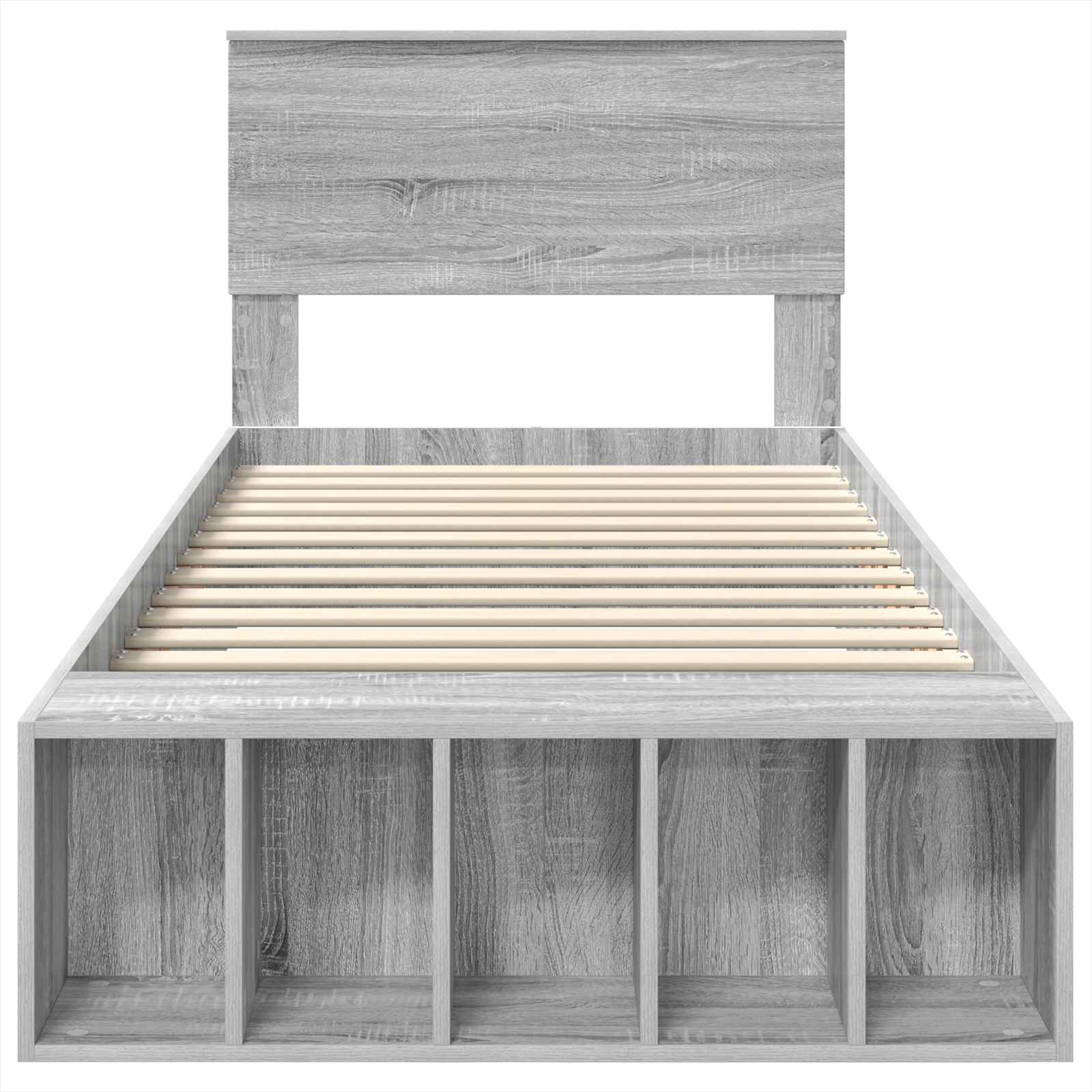 Bettrahmen mit Regal Graues Sonoma 90 x 190 cm Holzwerkstoff