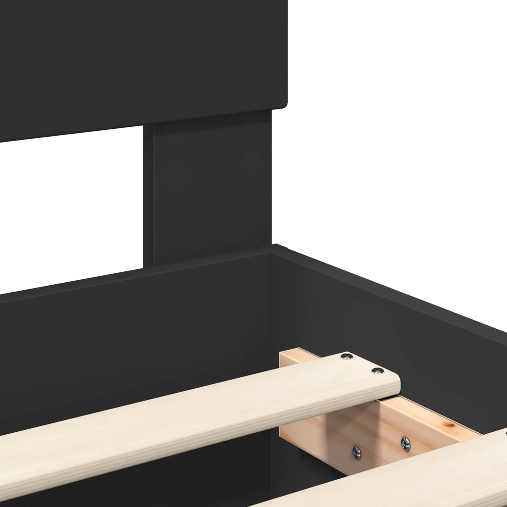 Bettrahmen mit Regal Schwarz 90 x 200 cm Holzwerkstoff